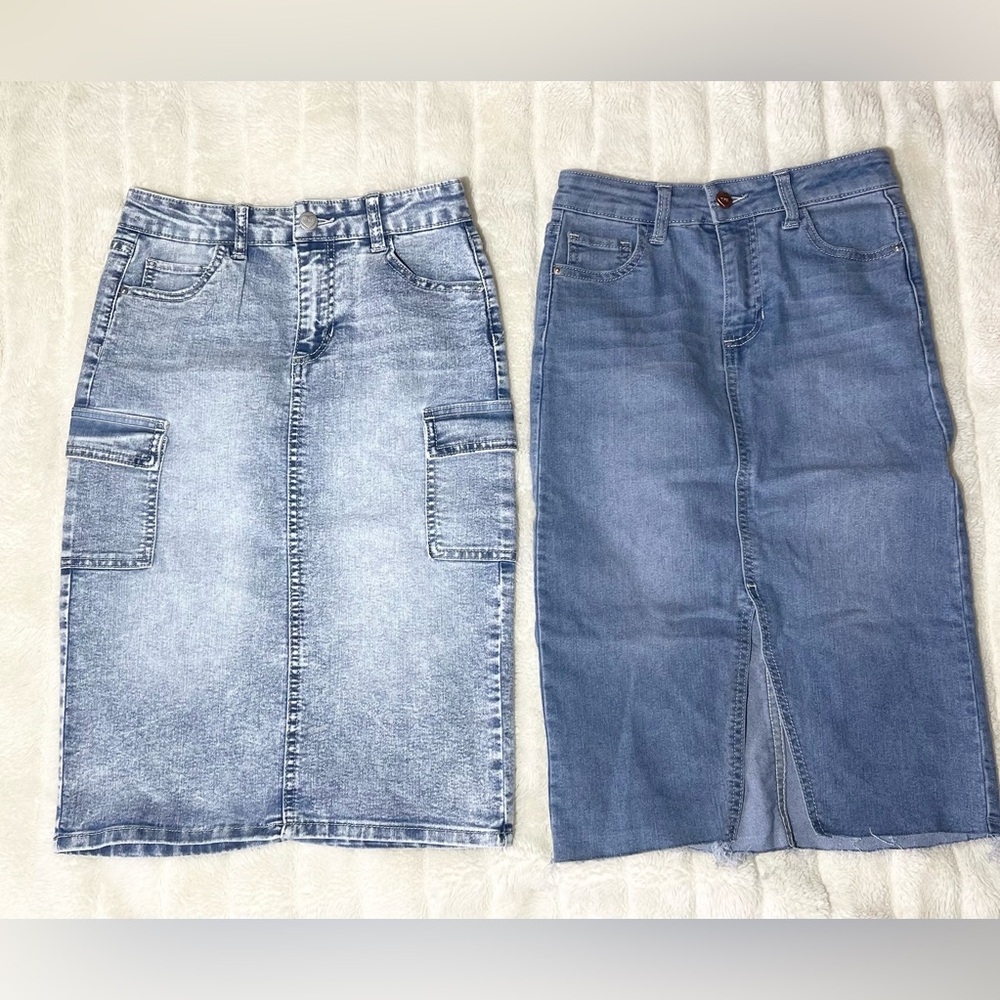 YMI Girls Denim Skirts - Light Wash & Medium Blue- Girls size 10